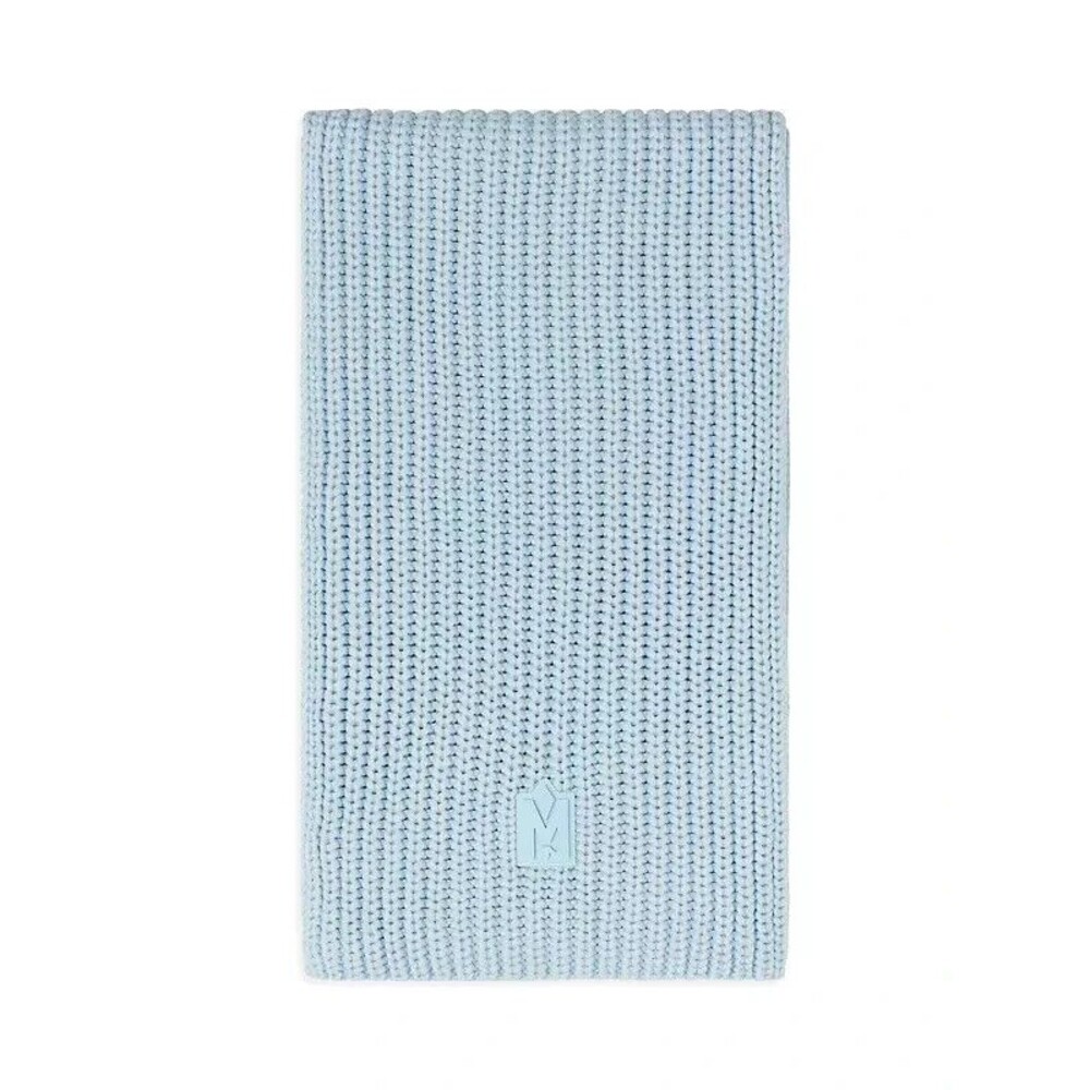 MACKAGE Scarf Blue Rectangle Knit Merino Wool NELL AIR Cozy Soft Logo 90X12 $175